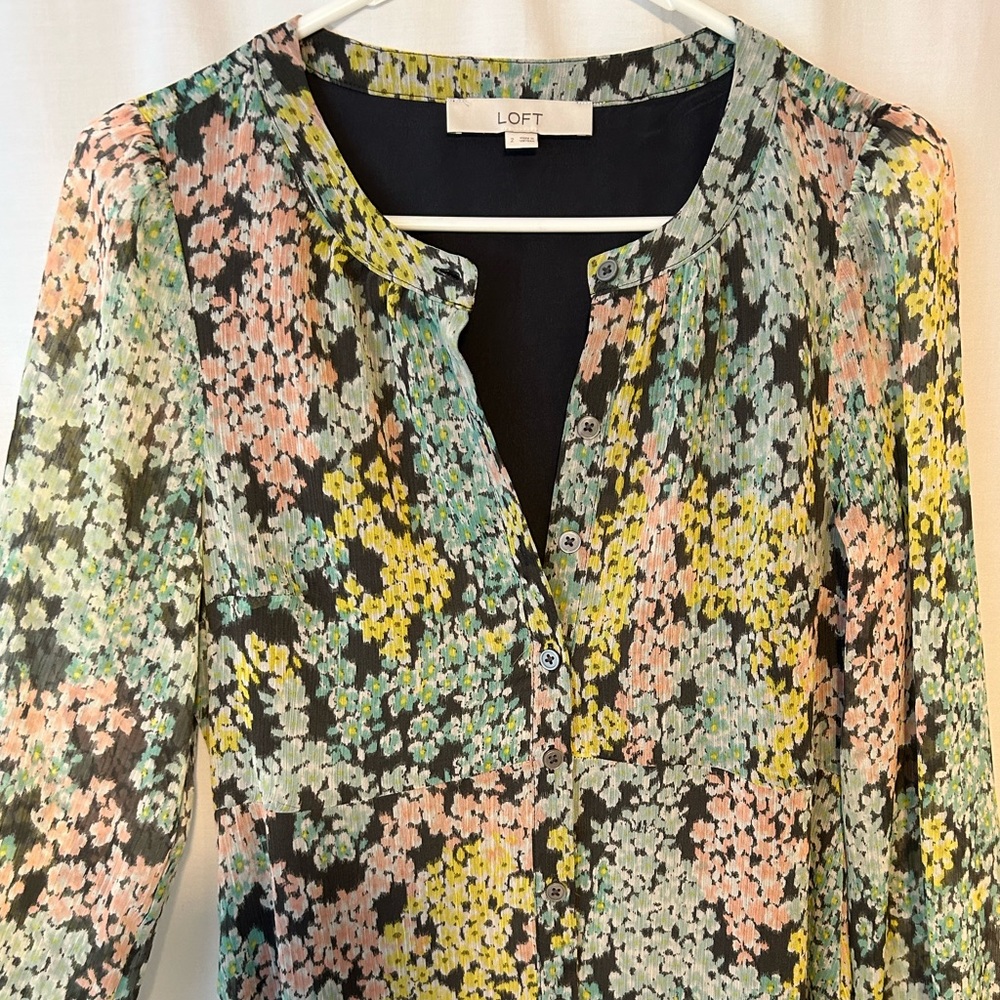 New, Loft midi dress, full buttons, open sleeves